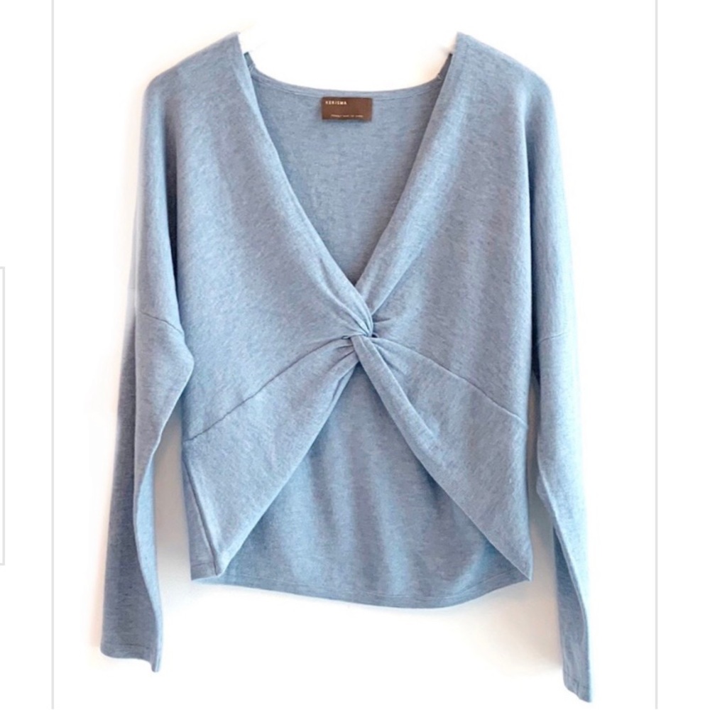 LN Kerisma Monkees Yasmin Baby Blue Twist Wrap Cropped Sweater Shrug - S / M - Picture 1 of 11